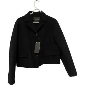 Massimo Dutti Mens Blazer Jacket M Black Textured Wool Blend Coat 6410/730 NWT - Picture 1 of 10