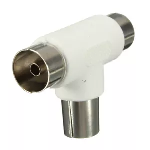 Adaptador Conector Duplicador Ladron Antena TV Television 2 Hembras a 1 Macho - Imagen 1 de 1