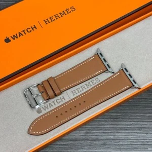 Apple Watch Hermès Simple Tour Gold Leather Band 42mm,41mm,40mm Open Box - Photo 1 sur 9