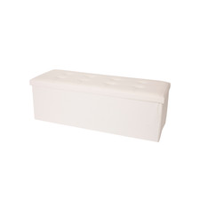 Mobili Rebecca Pouff Puff Cassapanca Contenitore Bianco Ecopelle 38x110x38