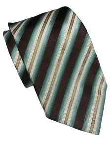 Ermenegildo Zegna Men Multicolor Diagonal Striped 100% Silk Tie - 60.5"L X 3.5"W - Picture 1 of 7