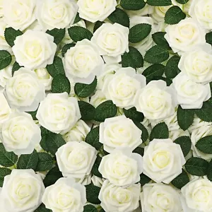 Zeyune 200 Pcs Artificial Rose Flowers Foam Fake Rose Bulk Faux Flower with 1... - Picture 1 of 7
