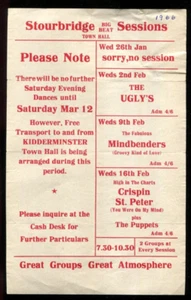 original UK 60's Gig Flyer :  THE UGLY'S / THE MINDBENDERS / CRISPIN ST. PETER - Picture 1 of 2