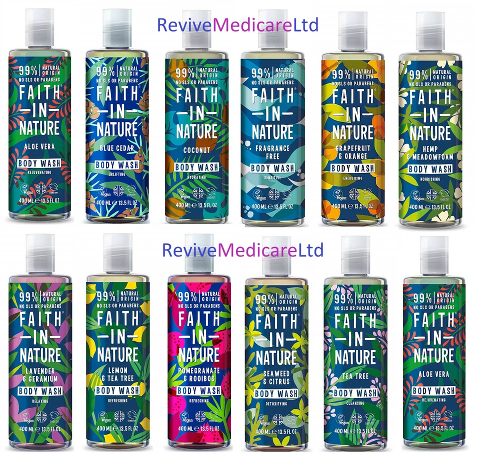 Faith In Nature Body Wash (Shower Gel) Range 400ml *Natural Skin Care Body Wash*