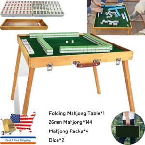 Portable Mahjong Tiles Set with Folding Table,144pcs 1.18" Small Majiang Tile - Picture 1 of 13