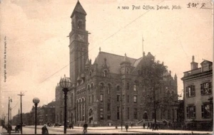 Detroit Michigan Histórica Oficina de Correos de Estados Unidos 1906 Vintage RPPC Postal 18399 - Imagen 1 de 2
