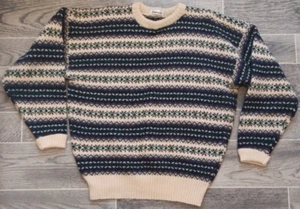 Vintage Damon Mens Large 100% Virgin Wool Fair Isle Pullover Sweater - Picture 1 of 7