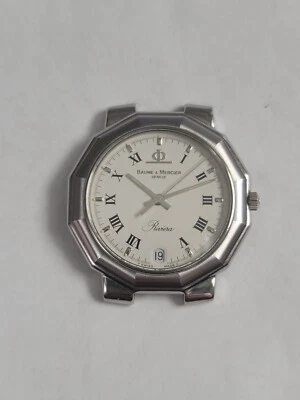 Reloj de cuarzo Baume & Mercier Riviera 5131.2 esfera romana blanca 34 mm no funciona Foto 1 de 3