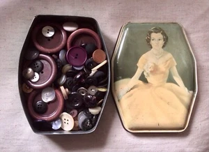 Vintage Toffee Tin Including Vintage Buttons - Picture 1 of 2