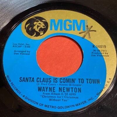 Wayne Newton: Santa Claus Is Comin' To Town / Christmas Prayer 45 - MGM Records - Image 1 of 2