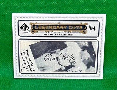 2009 UPPER DECK SP LEGENDARY CUTS RED ROLFE CUT AUTO SIGNATURE 7/14 YANKEES - Image 1 of 2