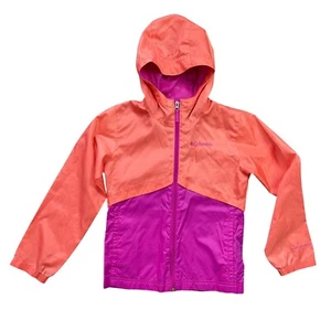Columbia Colorblock Windbreaker Jacket Girls Size Small (7/8) Full Zip Raincoat - Picture 1 of 12