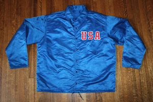 Vintage 80's Team USA Rawlings Blue Satin Jacket Men's Large - Picture 1 of 8
