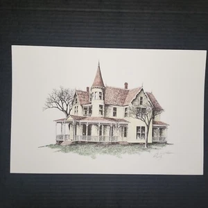 Michael Hargrove Victorian Texas Home Etched Watercolor Print Pencil Signed - Picture 1 of 3