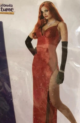 Jessica Rabbit Womens Costume Red Sequin Silver Screen Sinsation Adult Sexy S - Image 1 of 4