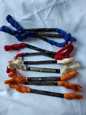 J & P Coats Embroidery Floss Perlesheen VTG 20 yd each Lot 10 MIX Color N° 8 - Image 1 of 4