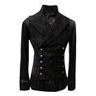 Mens Double Breasted Suede Dress Vest Gothic Steampunk Prom Party Waistcoat