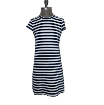 Платье-футболка женское Madewell темно-синее белое в полоску бархат размер XS морское - Изображение 1 из 4