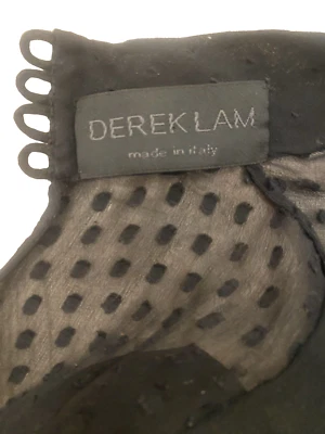 DEREK LAM Silk Black A-Line Dress Sleeveless High Neck Sheer Dotted Size 0 Italy - Image 1 of 4