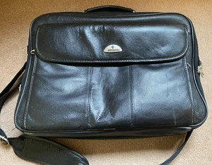 Samsonite black leather soft briefcase with shoulder strap - Bild 1 von 3
