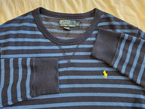 Polo Ralph Lauren Herren Large Langarm Pullover Sweatshirt Blau Navy Streifen - Bild 1 von 17