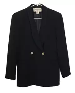 Jones New York Navy Double Breast Suit Blazer 4P Lined Mother of Pearl Buttons - Picture 1 of 11