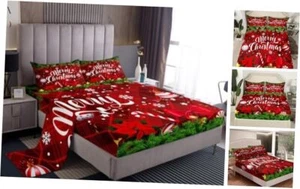 Merry Christmas Sheet Set Size Christmas Themed Bed Sheets Set Queen Multi 15 - Picture 1 of 7