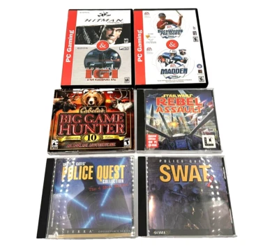 PC Games Lot of 6 Tiger Woods Golf Cabelas Hunting Star Wars Swat - Image 1 of 3