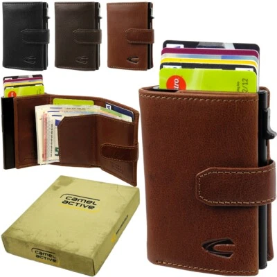 Camel Active Aluminium Check Card Case Leather Wallet Without Coin Pocket RFID - Image 1 of 4