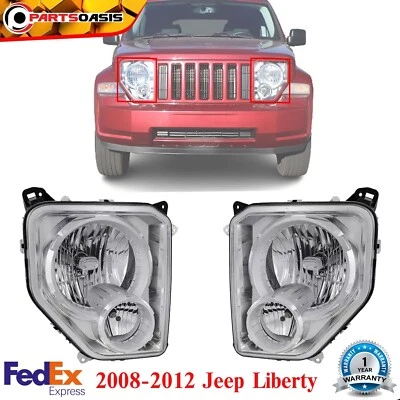 Conjunto de faros delanteros con luz antiniebla lateral derecho y derecho para Jeep Liberty 2008-2012 Foto 1 de 4
