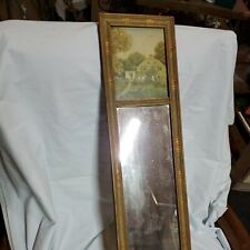 Antique Ornate French Gold Green Gesso Wood Framed Mirror30x8"Country Home Decor