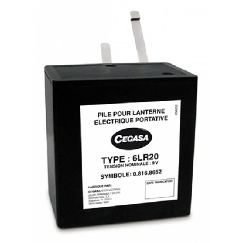 CEGASA SNCF Pile SNCF Fanal 9 Volts 18Ah 6LR20 compatible pour Phare
