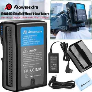 190Wh 14.8V V Mount V-Lock Battery / D-tap Charger For Broadcast Video Camcorder - Picture 1 of 30