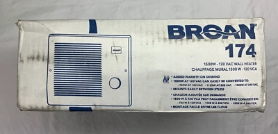 Broan 174 Wall Heater, White Grille Heater with Built-In Adjustable Thermostat - Image 1 of 4