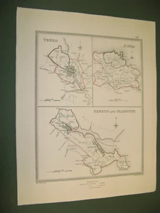 100% ORIGINAL TRURO ST IVES FALMOUTH MAP BY CREIGHTON C1838 CORNWALL - Picture 1 of 1