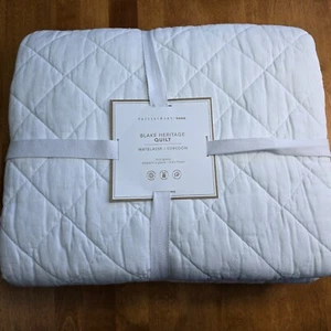 POTTERY BARN TEEN BLAKE HERITAGE QUILT FULL/QUEEN ~ WHITE - Picture 1 of 8