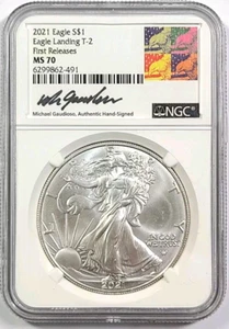 2021 American Silver Eagle $1 Eagle Landing T-2 NGC MS70 First Releases - Picture 1 of 2