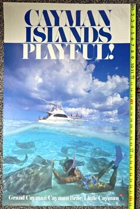 Póster de viaje Islas Caimán Sting Ray snorkeling anuncios de vacaciones en el océano tropical - Imagen 1 de 9