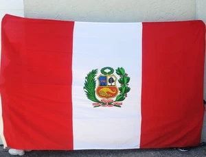 Peruanische Flagge 10 Fuß JUMBO Banner Peru Wappen Polyester Bandera Peruana - Bild 1 von 2