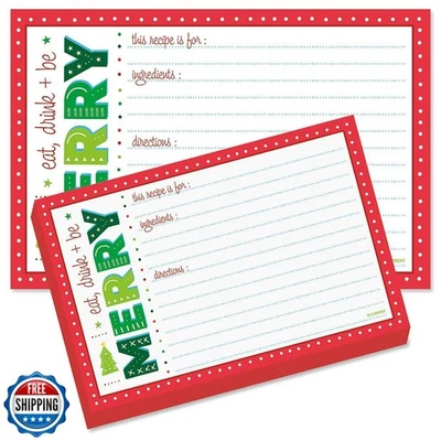 Current Merry Christmas Recipe Cards - 4x6 Inches, Single Sided Blank Cardsto - Image 1 of 4