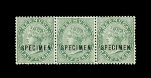 [BERMUDA] 1882 QV: 1/2d SG 21s / SC 18 'ESEMPLARE' Striscia di 3 (MNH) - Foto 1 di 2