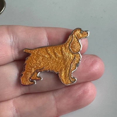 Vintage Cocker Spaniel Dog Enamel Lapel Hat Pin Gold-Tone Breed Silhouette - Image 1 of 3