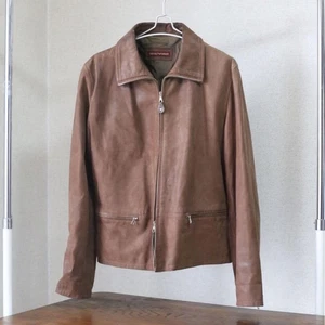 90s EMPORIO ARMANI red tag leather jacket size 40 - Picture 1 of 24