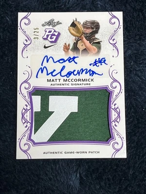 Matt McCormick 2018 Leaf Game Worn Patch 3/25 Perfect Game #PA-MM2 mint auto - Image 1 of 4