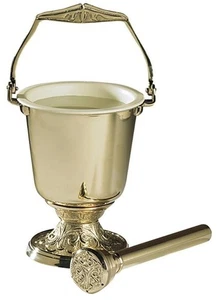 Schöner geprägter Weihwassertopf mit Sprinkler Set - Messing - Bild 1 von 1