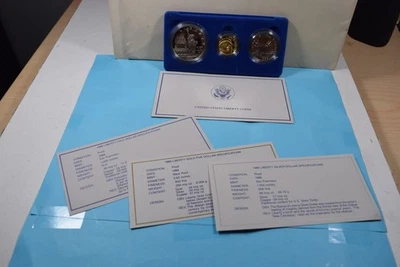 1886-1986 United States Liberty Proof Ellis Island 1 GOLD Five Dollar 3 Coin Set - Image 1 of 4