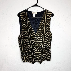 Authentic Mud Cloth Unisex Off Black & Ivory Vest - Picture 1 of 7