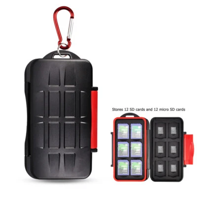 Water-Resistant Memory Card Case Storage Holder fits 12 SD +12 Micro SD TF Cards - Image 1 of 4