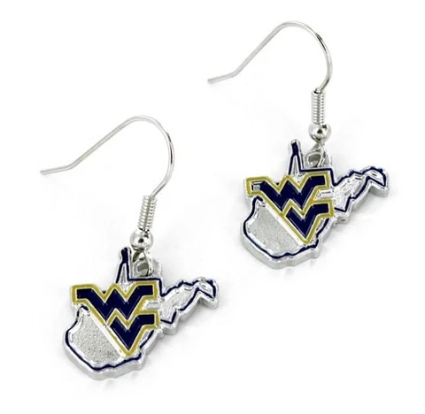 West Virginia Mountaineers State Design NCAA Silver Dangle Earrings Hypo-Allerge Cover