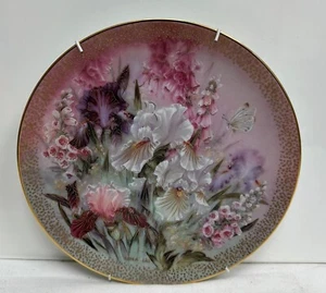 Vintage Symphony Of Shimmering Beauty " Iris Quartet" Lena Liu Bone China Plate - Picture 1 of 6
